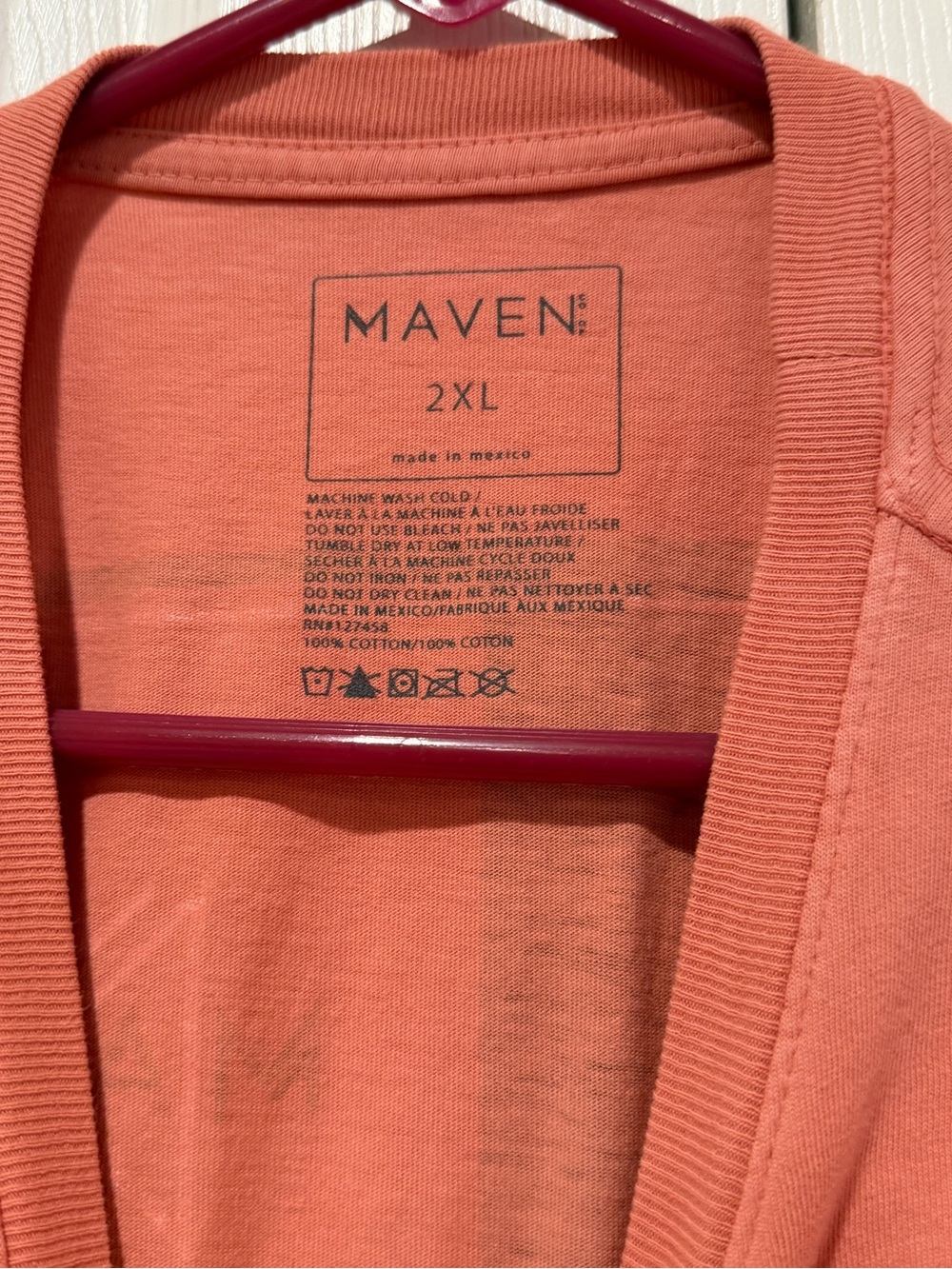 Men's Short-Sleeve Crew Tee in Salmon with Small Chest Patch - Picture 3 of 4